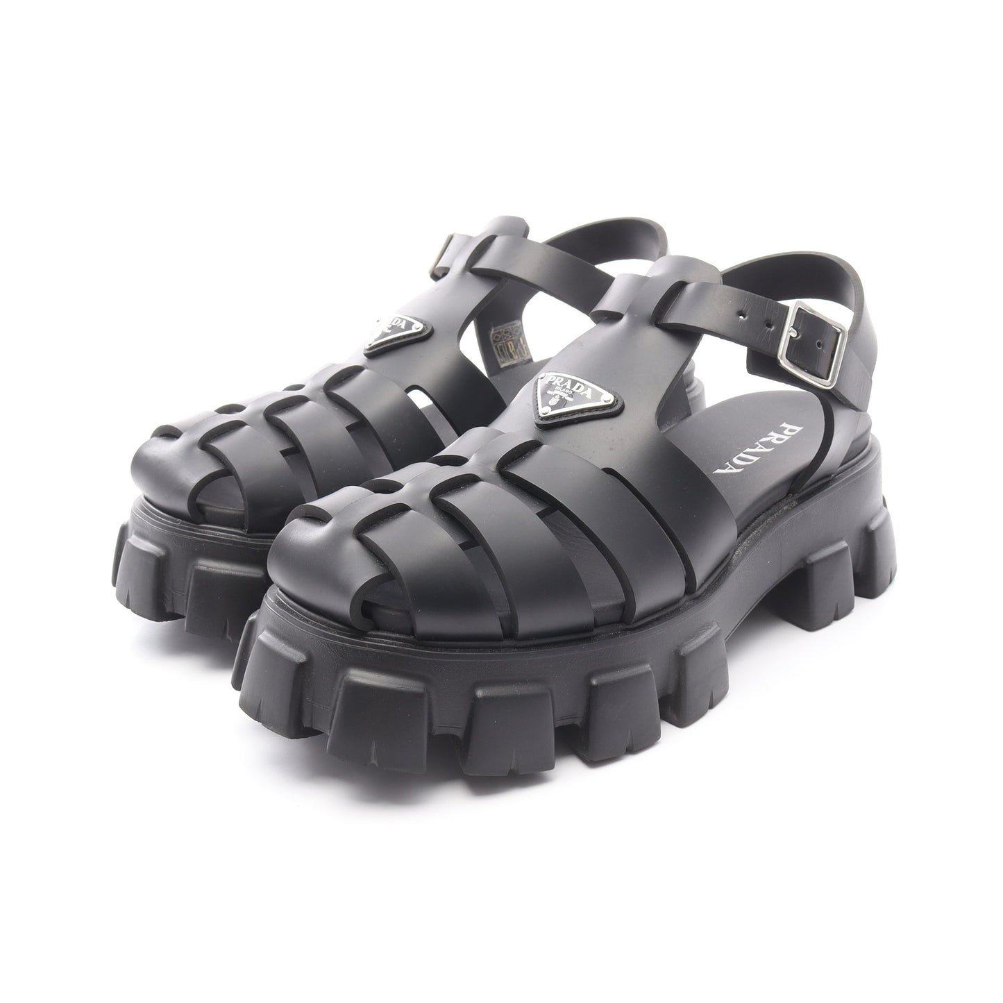 モノリス サンダル サンダル ラバー ブラック プラダ シューズ PRADA