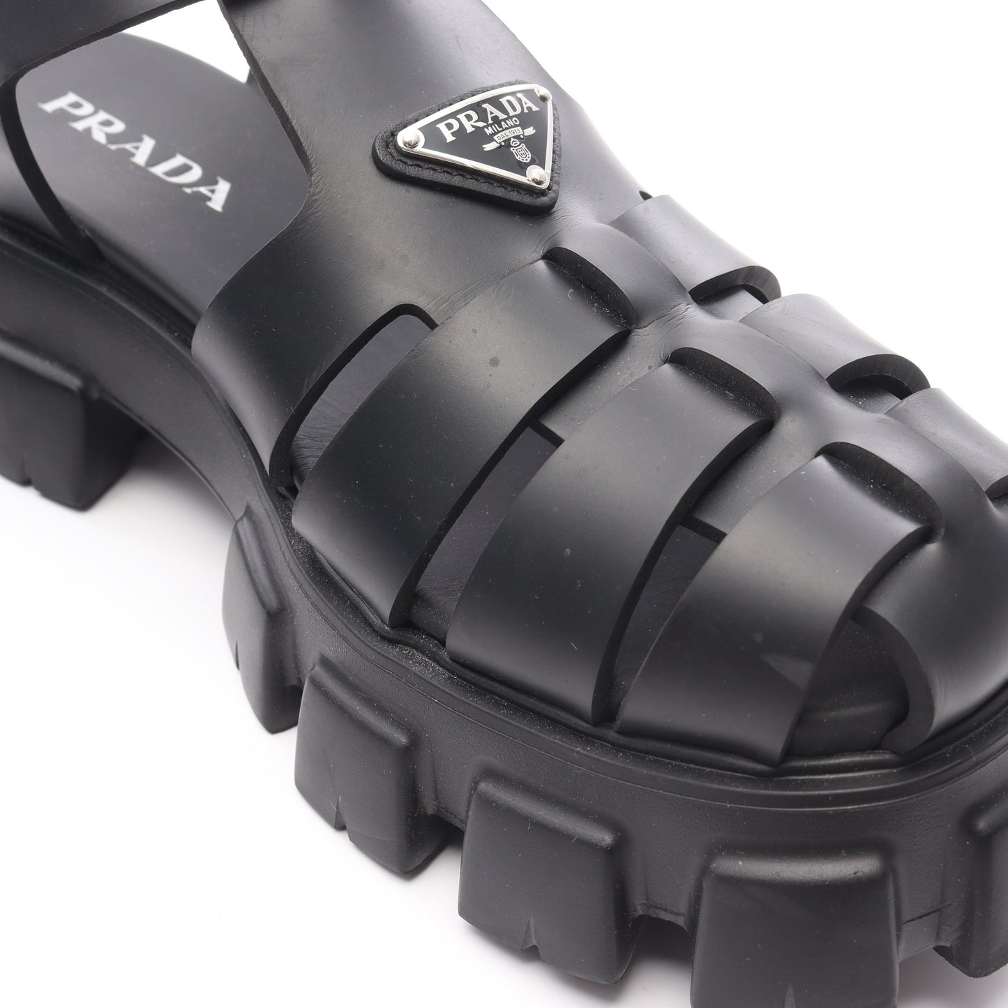 モノリス サンダル サンダル ラバー ブラック プラダ シューズ PRADA