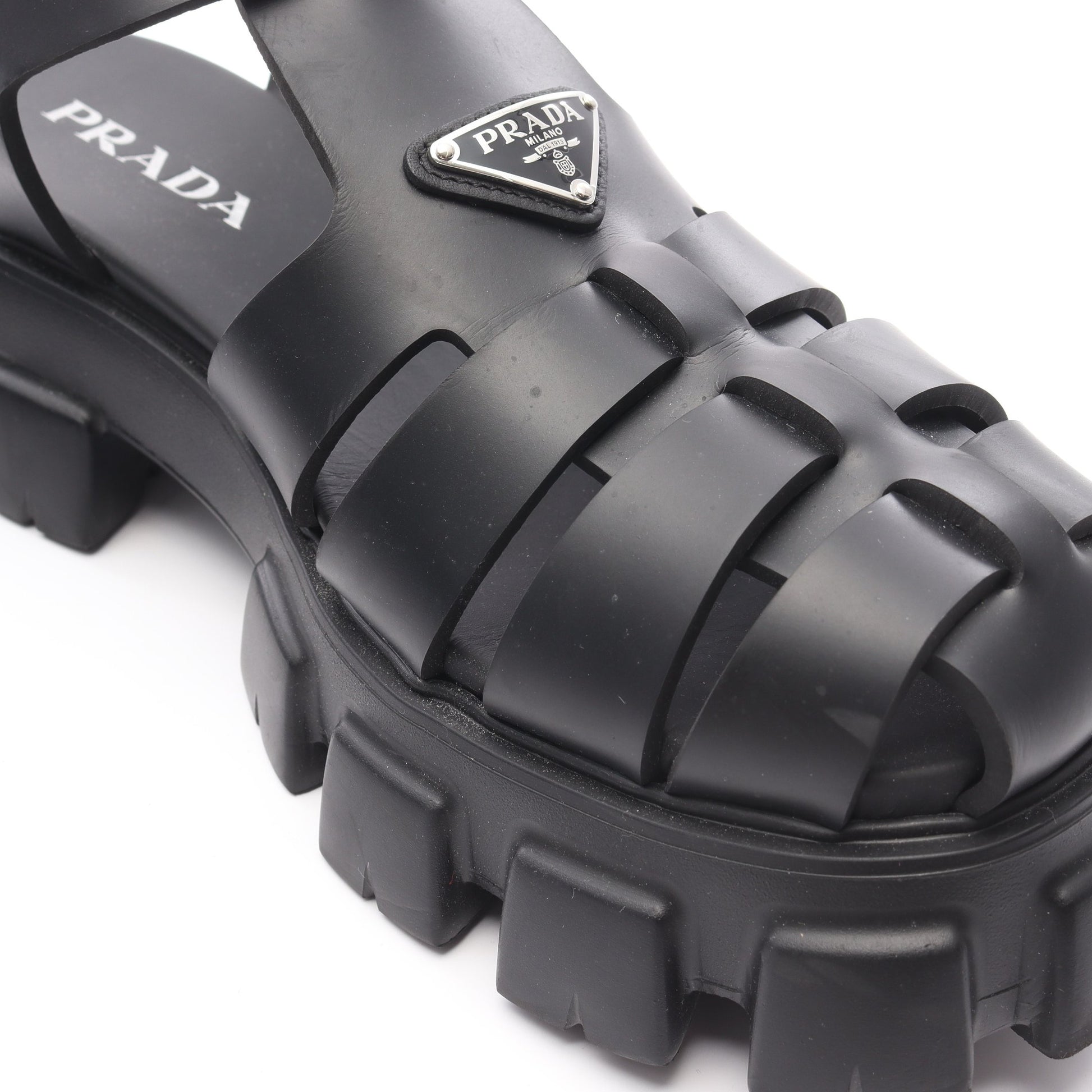 モノリス サンダル サンダル ラバー ブラック プラダ シューズ PRADA