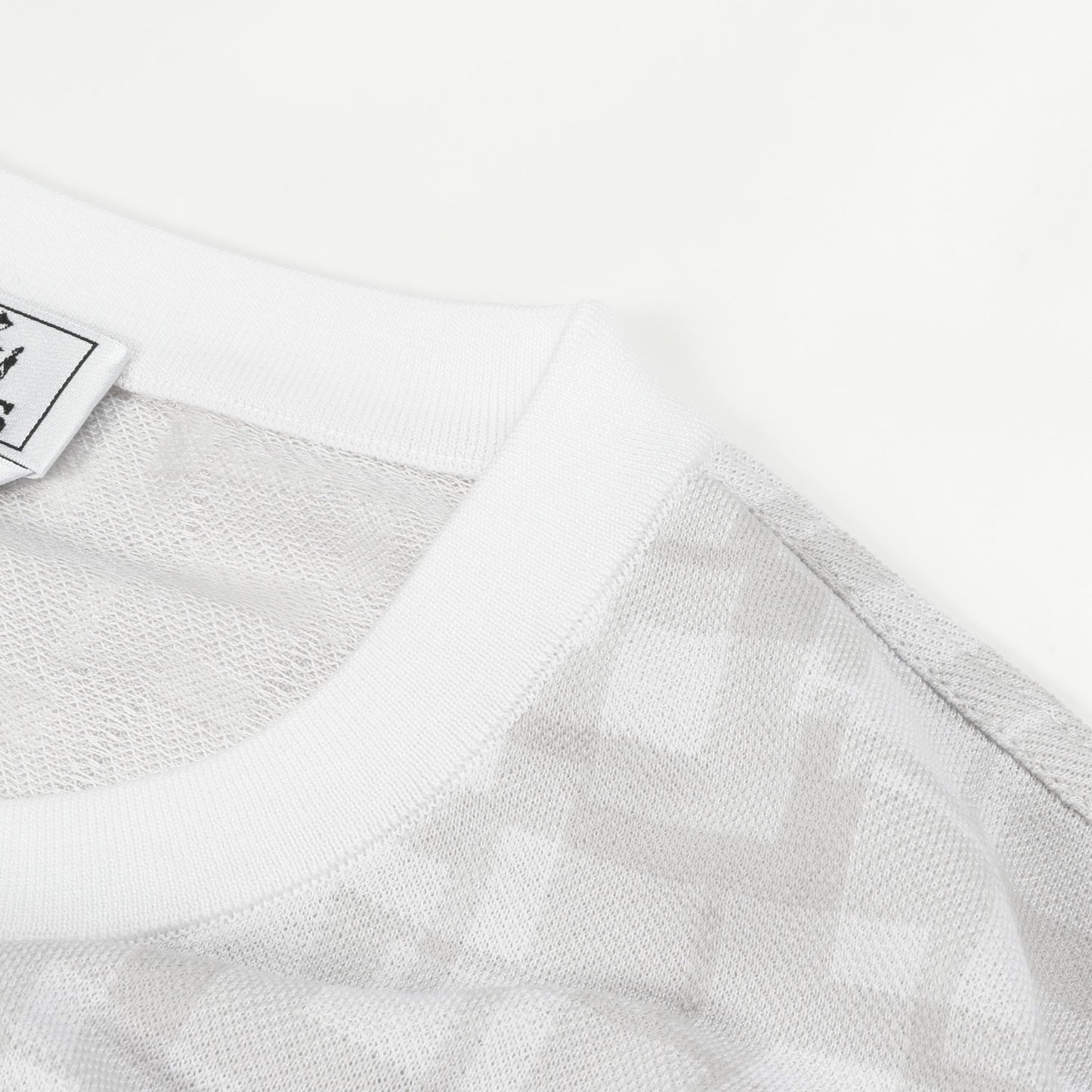 Calques en H Tシャツ クルーネック コットン ライトグレー ホワイト エルメス トップス HERMES