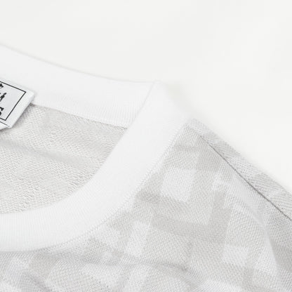 Calques en H Tシャツ クルーネック コットン ライトグレー ホワイト エルメス トップス HERMES