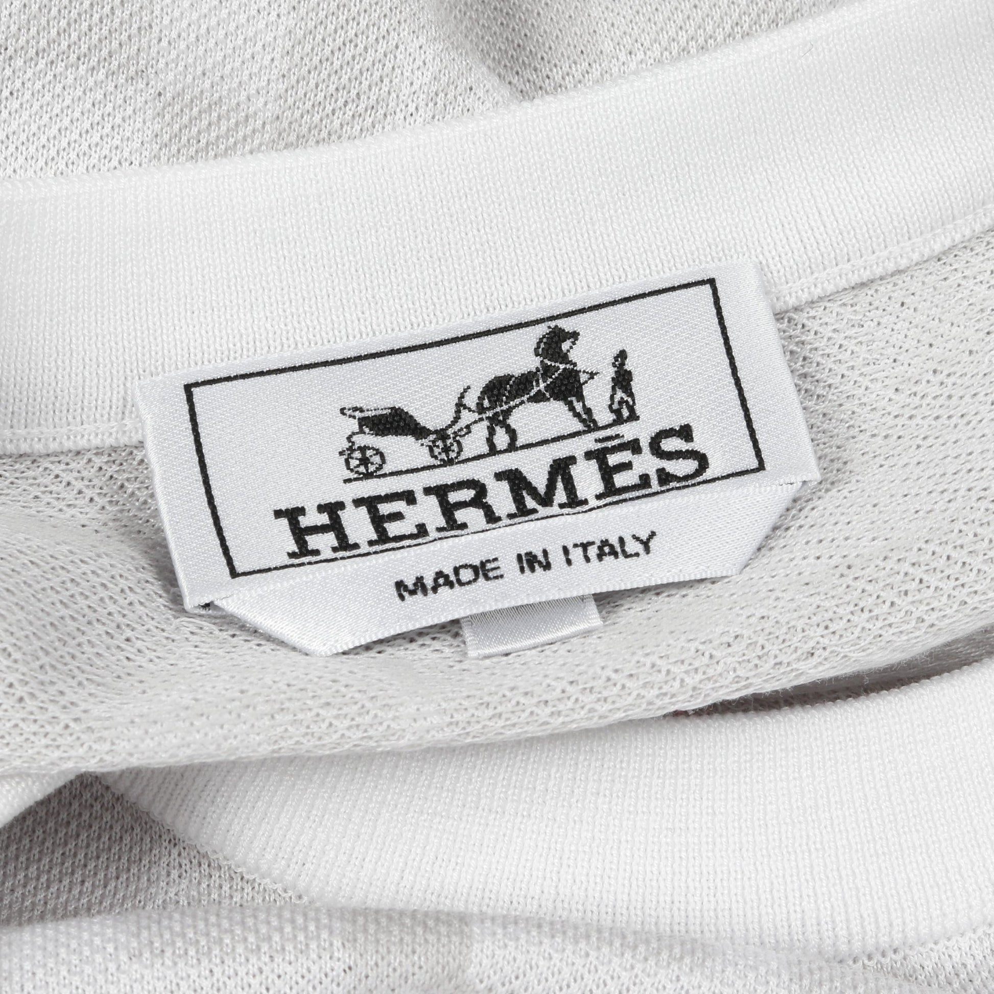 Calques en H Tシャツ クルーネック コットン ライトグレー ホワイト エルメス トップス HERMES