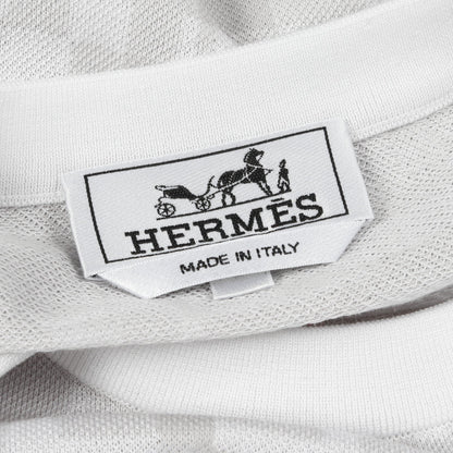 Calques en H Tシャツ クルーネック コットン ライトグレー ホワイト エルメス トップス HERMES