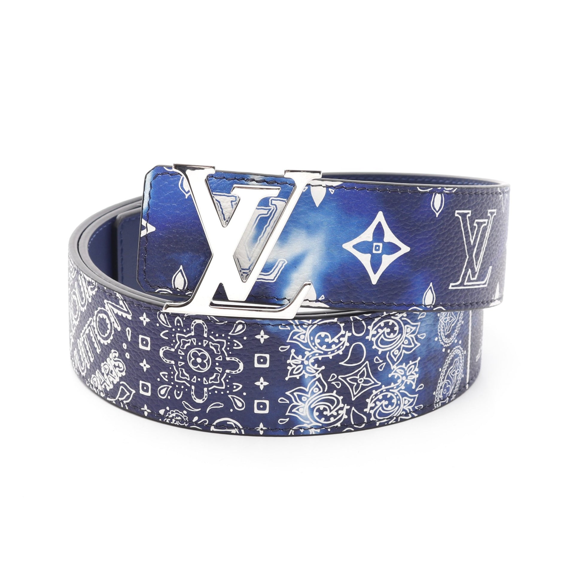 バンダナサンチュールLVイニシャル ベルト レザー ダークブルー シルバー ルイヴィトン 財布・小物 LOUIS VUITTON