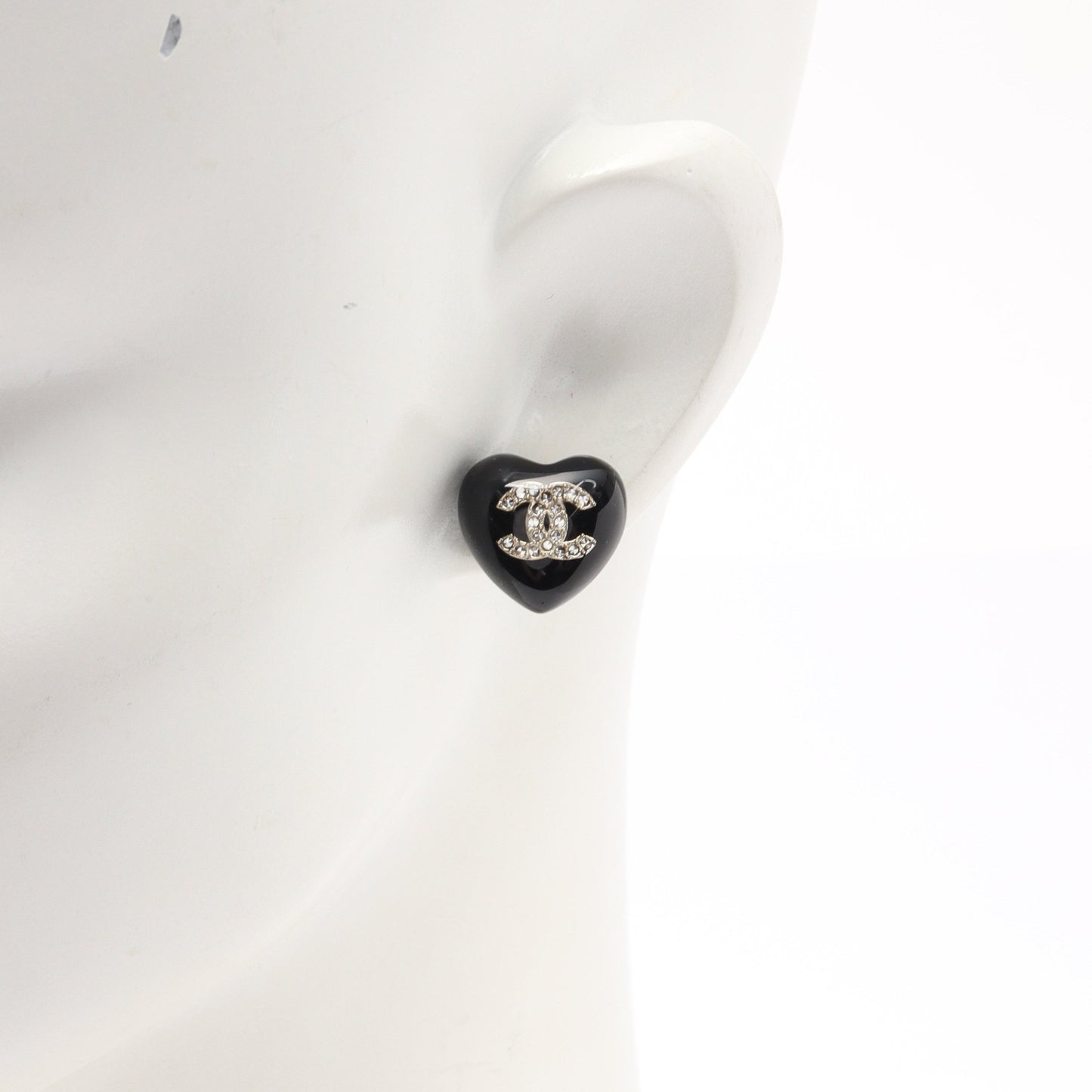 ココマーク ハート ピアス GP ラインストーン ゴールド クリア ブラック A20B シャネル アクセサリー CHANEL