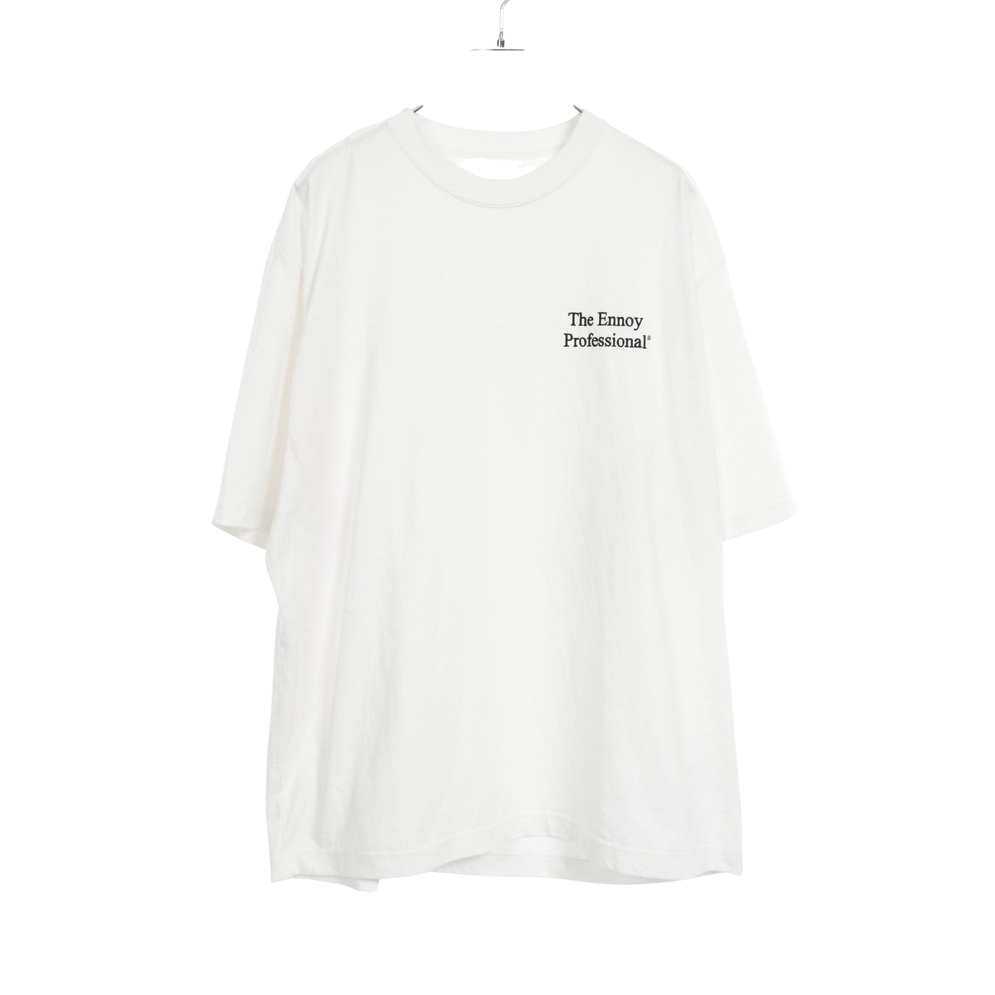Tシャツ クルーネック 半袖 ロゴ刺繍 コットン ホワイト エンノイ トップス ENNOY