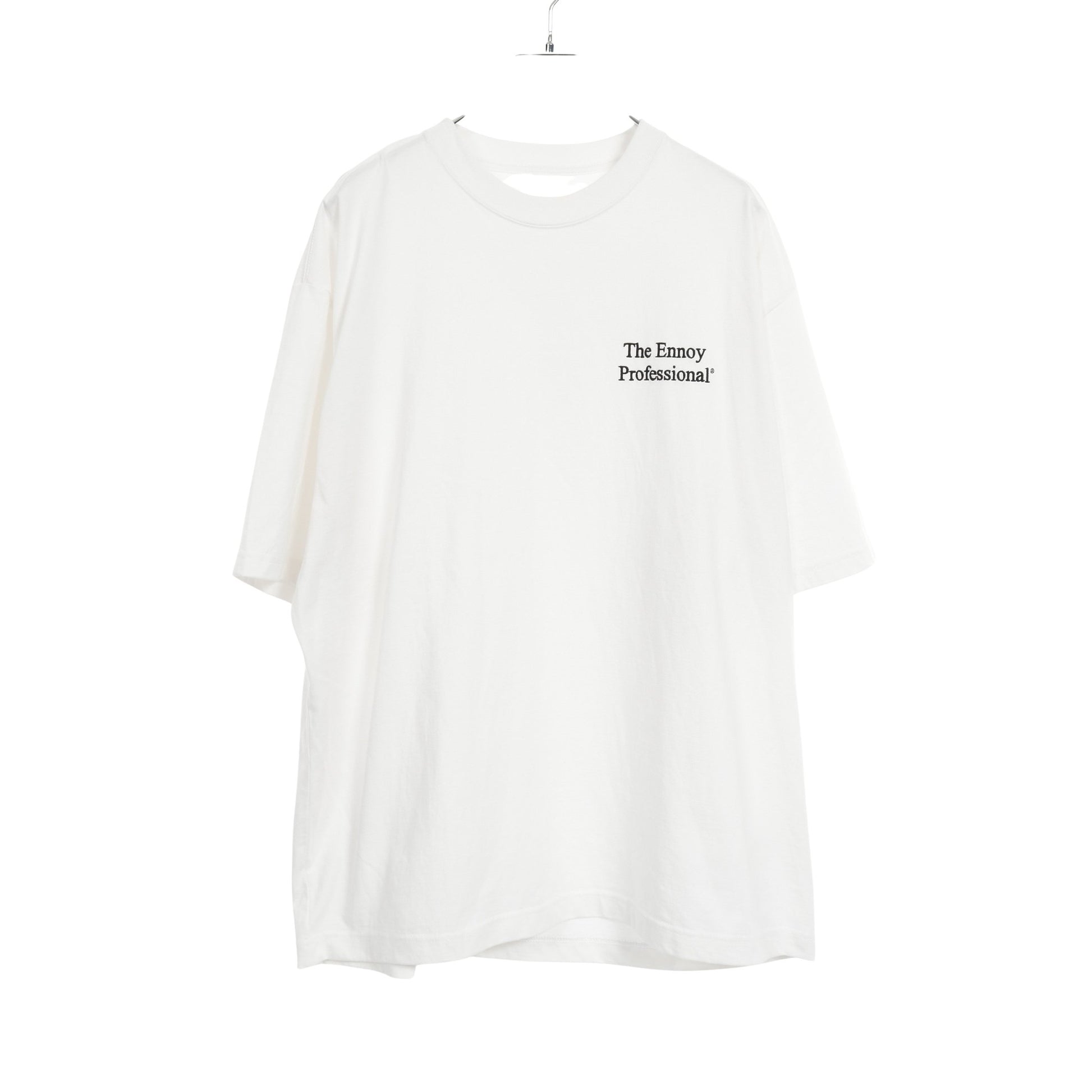 Tシャツ クルーネック 半袖 ロゴ刺繍 コットン ホワイト エンノイ トップス ENNOY