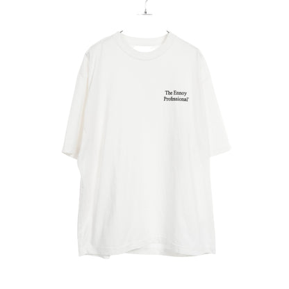 Tシャツ クルーネック 半袖 ロゴ刺繍 コットン ホワイト エンノイ トップス ENNOY