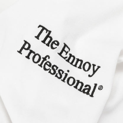 Tシャツ クルーネック 半袖 ロゴ刺繍 コットン ホワイト エンノイ トップス ENNOY