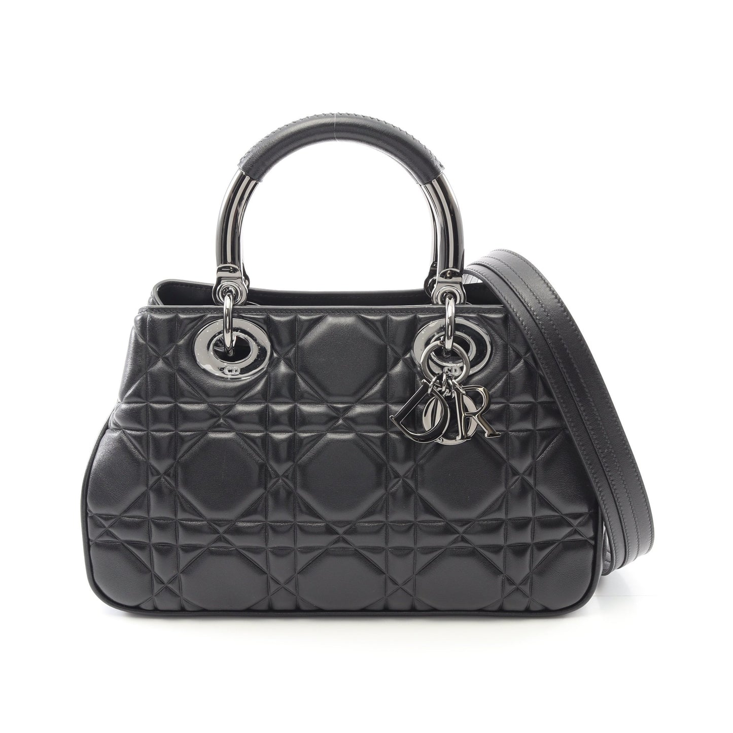 レディ 95.22 カナージュ ハンドバッグ レザー ブラック 2WAY クリスチャンディオール バッグ Christian Dior