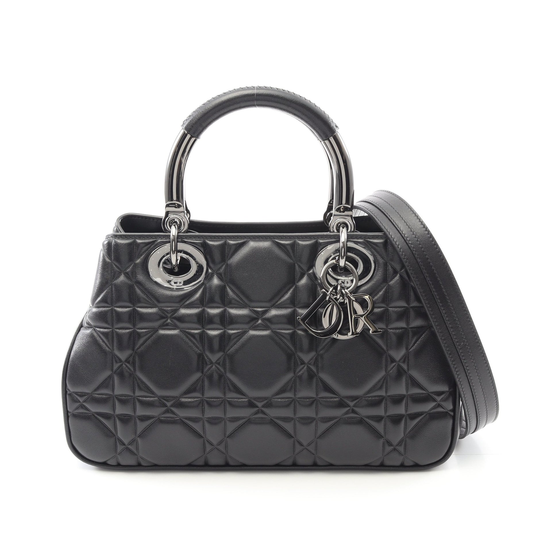 レディ 95.22 カナージュ ハンドバッグ レザー ブラック 2WAY クリスチャンディオール バッグ Christian Dior