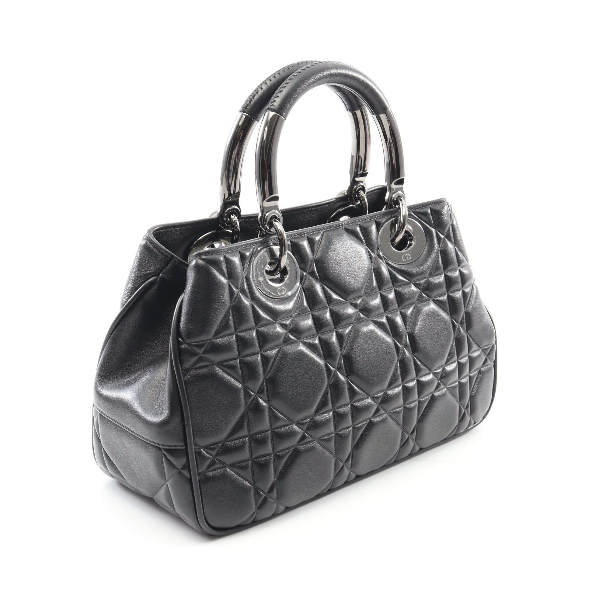 レディ 95.22 カナージュ ハンドバッグ レザー ブラック 2WAY クリスチャンディオール バッグ Christian Dior