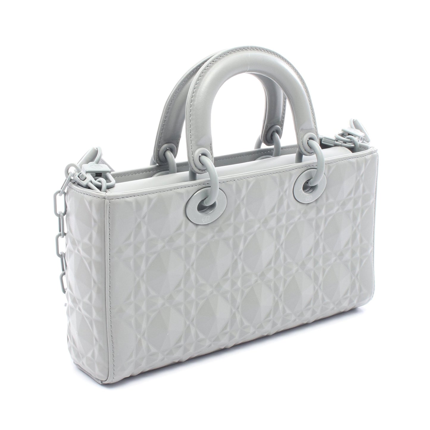 LADY D-JOY ミディアム ダイヤモンドカナージュ ハンドバッグ レザー グレー 2WAY クリスチャンディオール バッグ Christian Dior