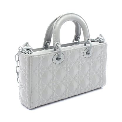 LADY D-JOY ミディアム ダイヤモンドカナージュ ハンドバッグ レザー グレー 2WAY クリスチャンディオール バッグ Christian Dior