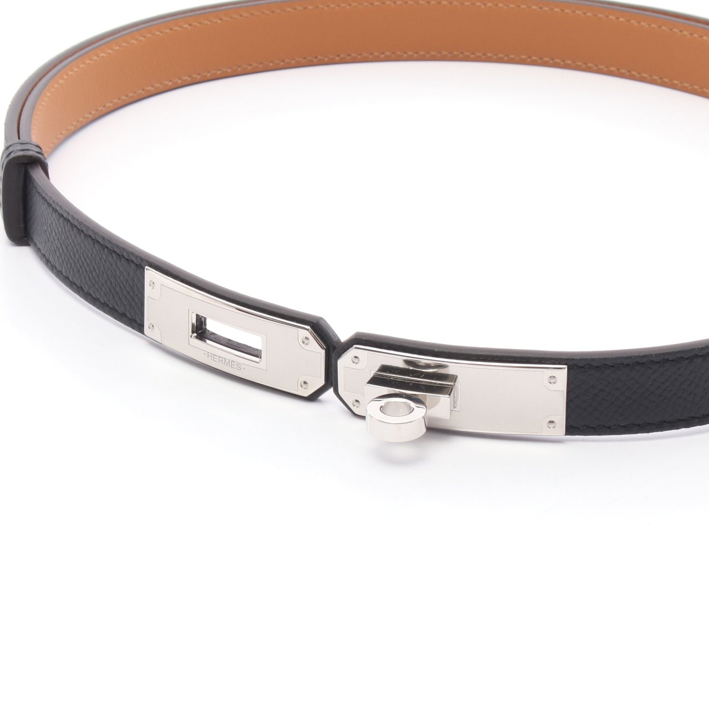 ケリー ベルト ヴォーエプソン ブラック シルバー シルバー金具 K刻印 エルメス 財布・小物 HERMES