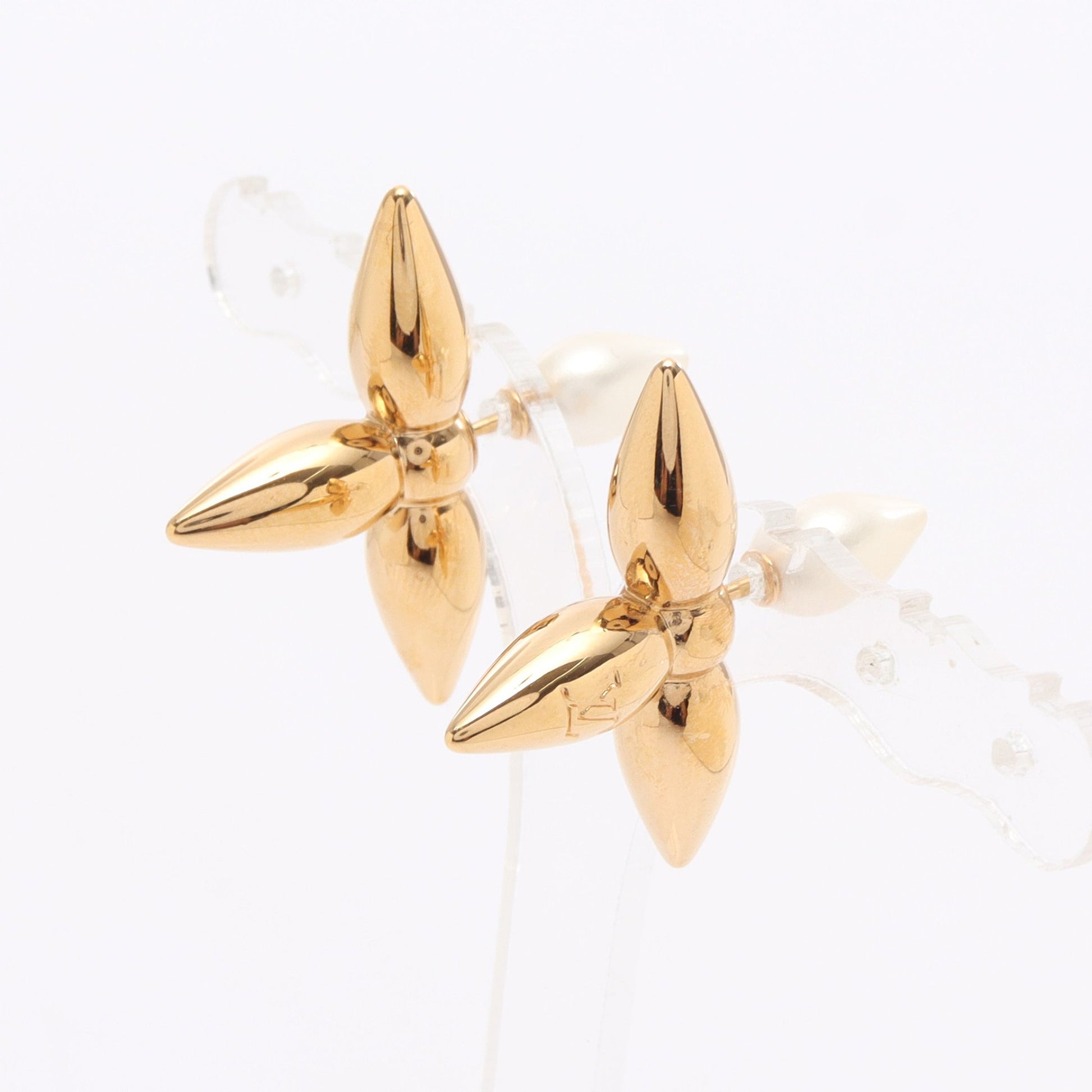 ブックルドレイユ ルイゼット モノグラムフラワー ピアス GP フェイクパール ゴールド ホワイト ルイヴィトン アクセサリー LOUIS VUITTON