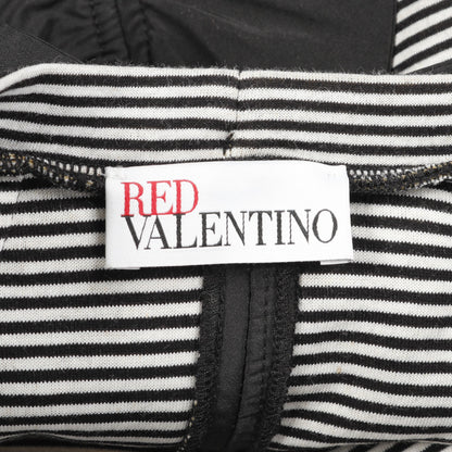 カットソー ボーダー コットン ホワイト ブラック リボン フリル レッドヴァレンティノ トップス RED VALENTINO