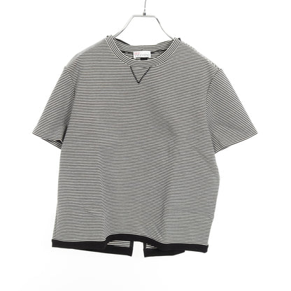 カットソー ボーダー コットン ホワイト ブラック リボン フリル レッドヴァレンティノ トップス RED VALENTINO