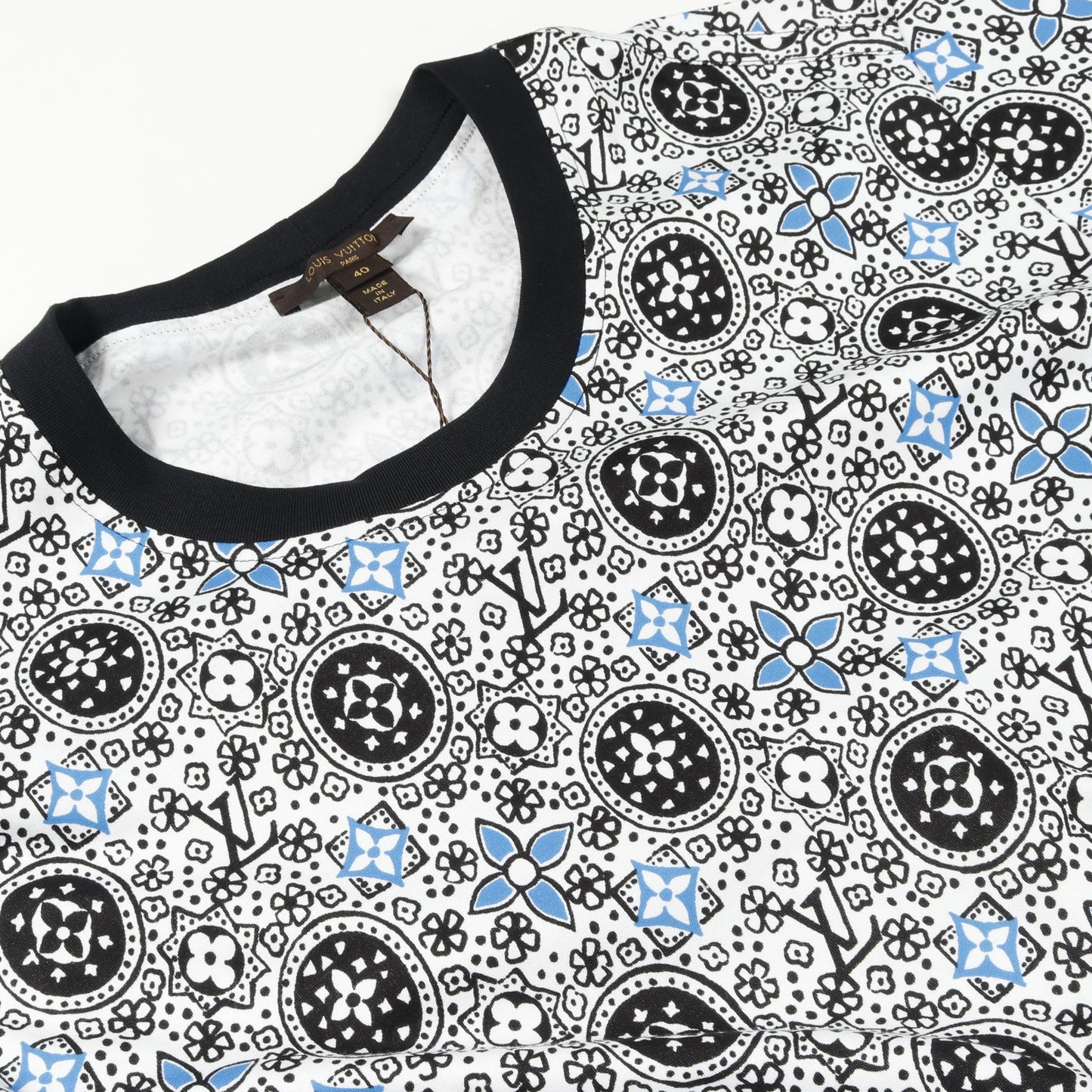 モノグラム Tシャツ 総柄 コットン ホワイト ブラック ブルー ルイヴィトン トップス LOUIS VUITTON