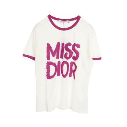 MISS DIOR GRAFFITI Tシャツ コットン ホワイト ピンク クリスチャンディオール トップス Christian Dior