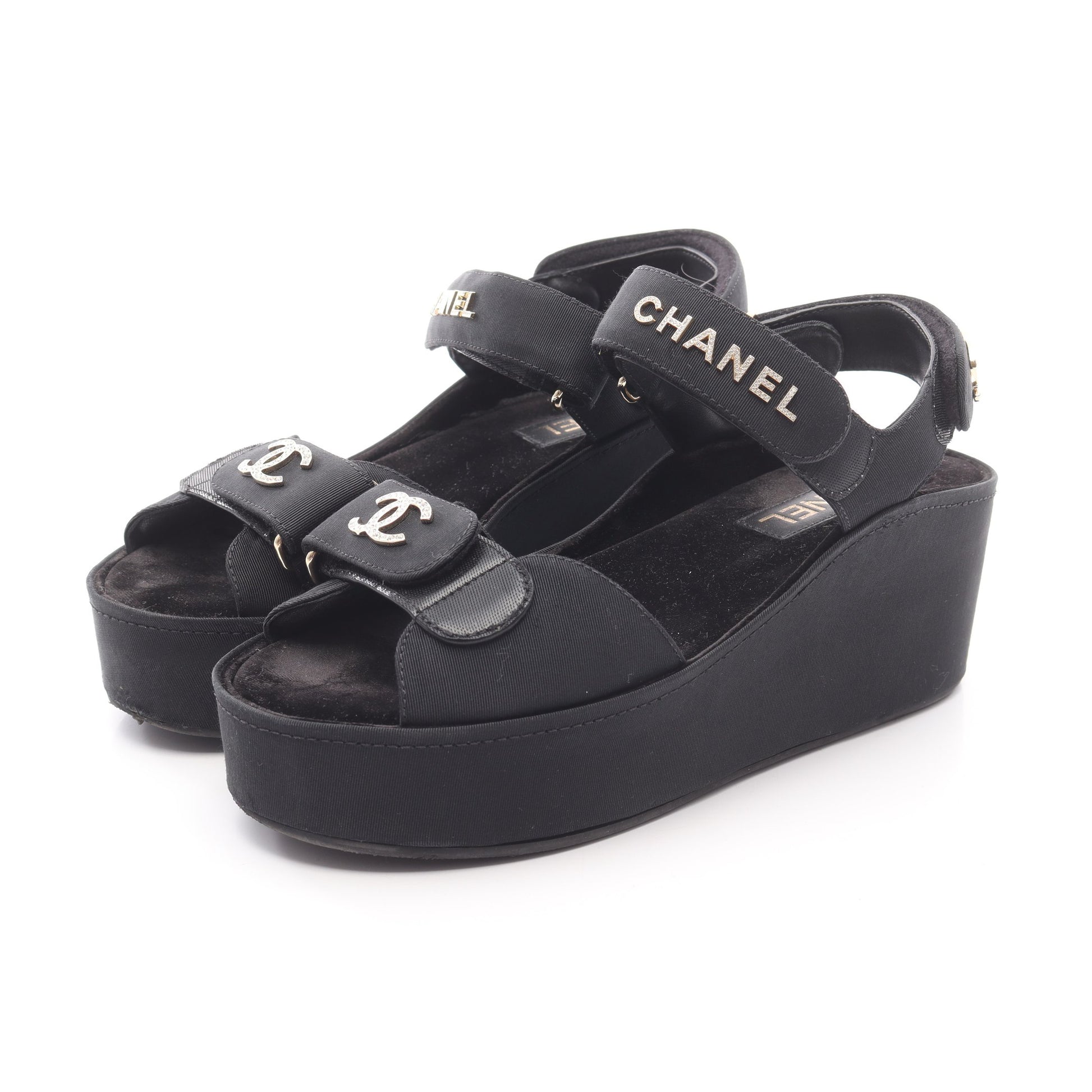ココマーク サンダル ファブリック ブラック シャネル シューズ CHANEL