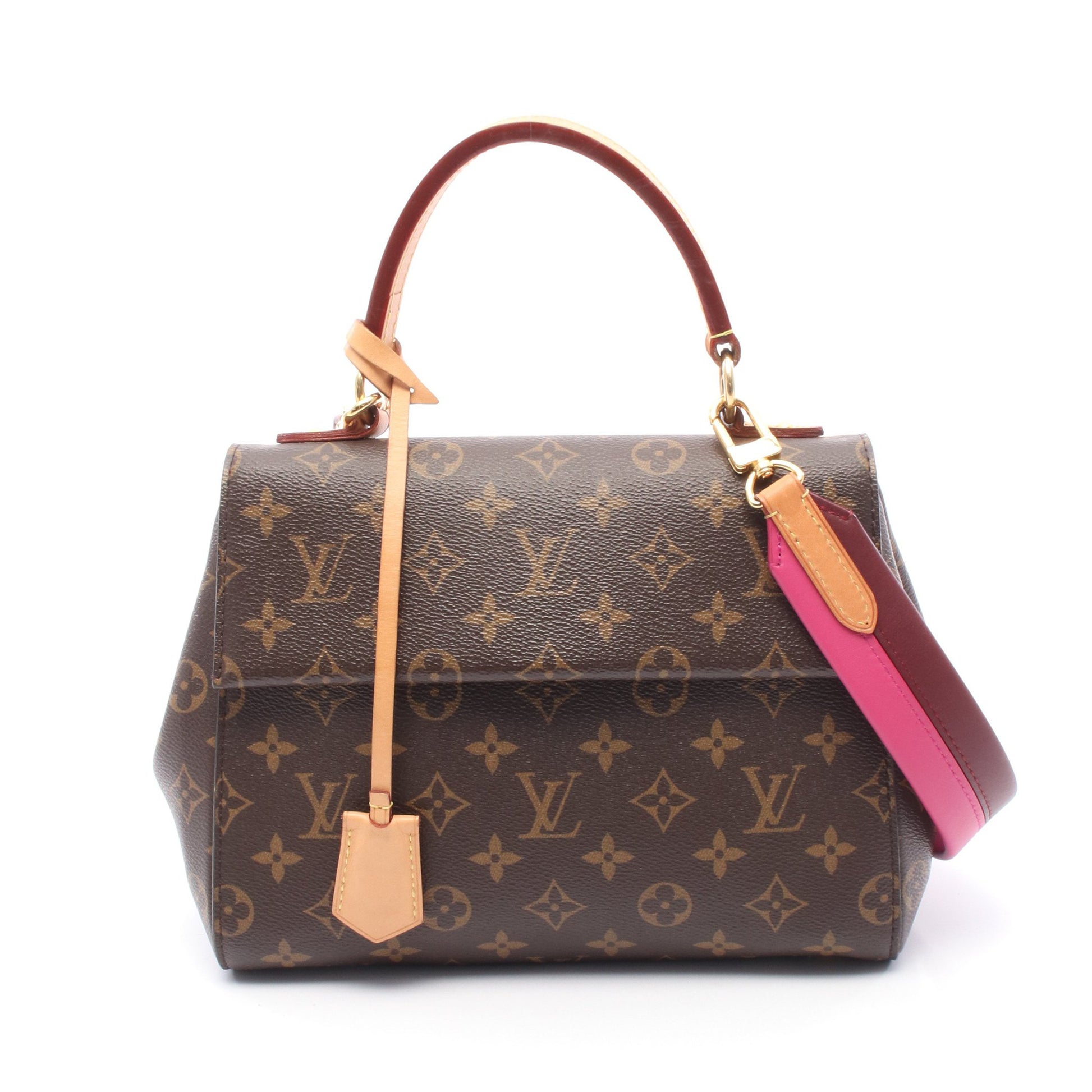 クリュニーBB モノグラム ローズ ハンドバッグ PVC レザー ブラウン  