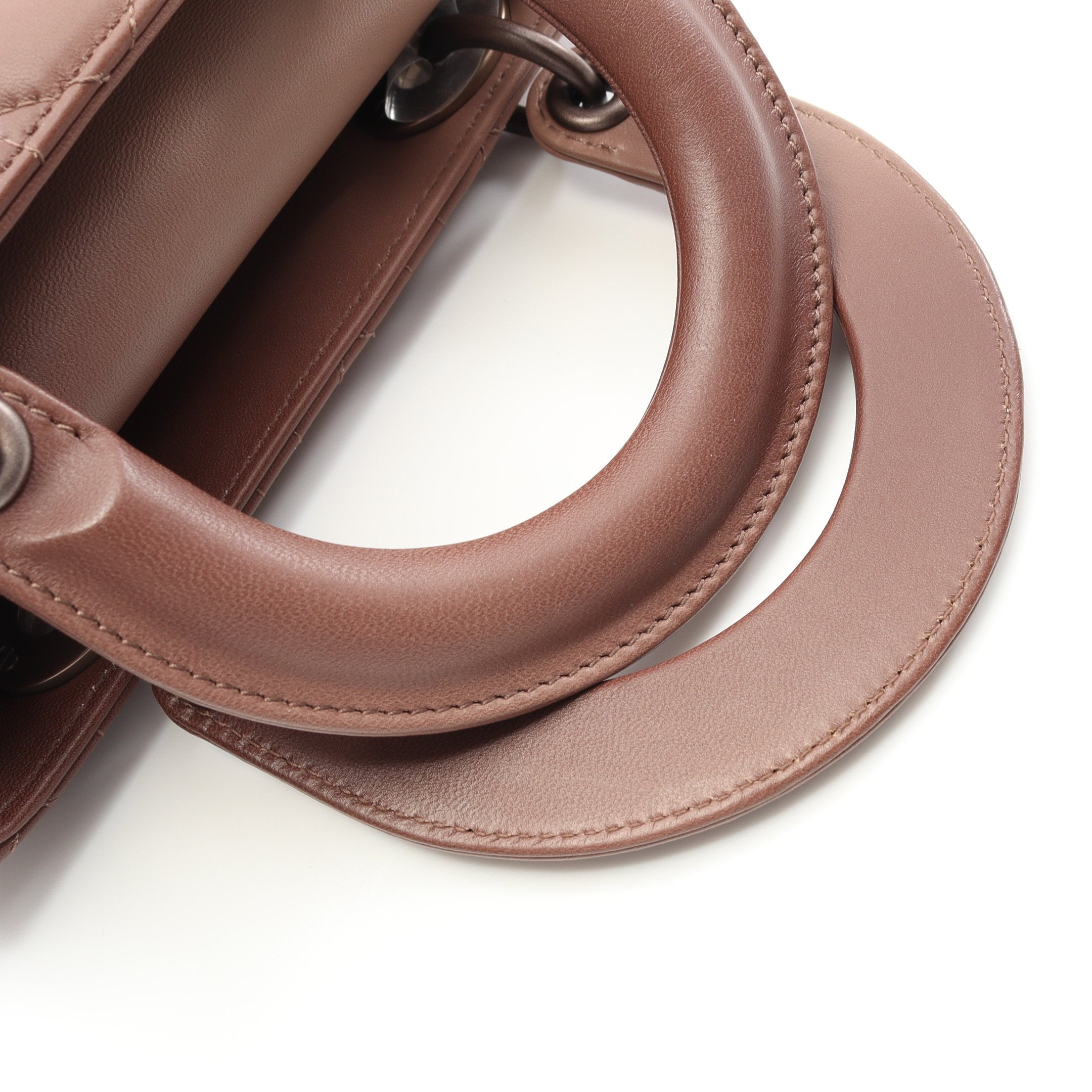 レディディオール スモール カナージュ ハンドバッグ レザー ダスティ