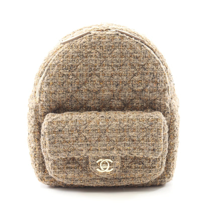 マトラッセ バックパック リュックサック ツイード レザー グレーベージュ ゴールド金具 シャネル バッグ CHANEL