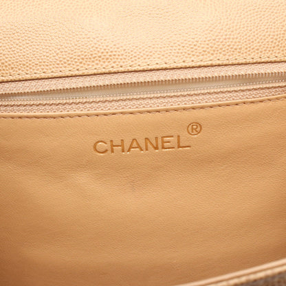 ココマーク ツイストハンドル ショルダーバッグ キャビアスキン ベージュ ゴールド金具 シャネル バッグ CHANEL