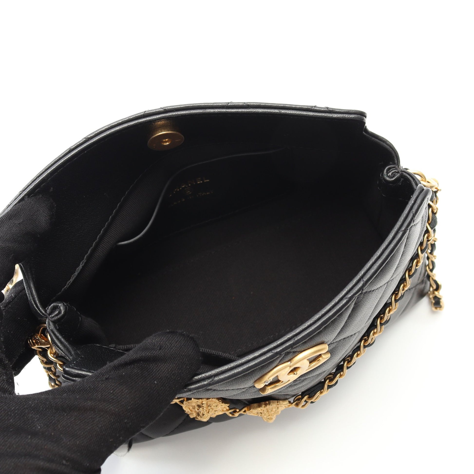 マトラッセ チェーンショルダーバッグ ラムスキン ブラック ゴールド金具 シャネル バッグ CHANEL