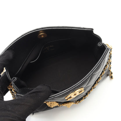 マトラッセ チェーンショルダーバッグ ラムスキン ブラック ゴールド金具 シャネル バッグ CHANEL