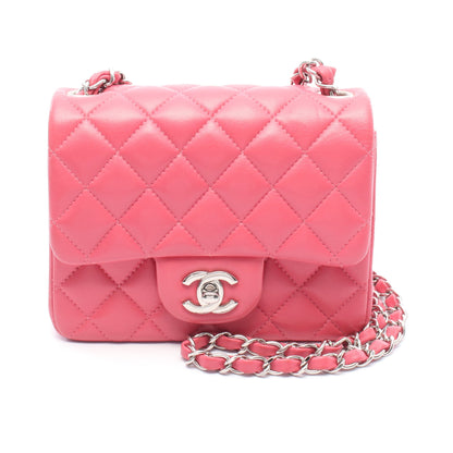 ミニマトラッセ チェーンショルダーバッグ レザー ピンク シルバー金具 シャネル バッグ CHANEL