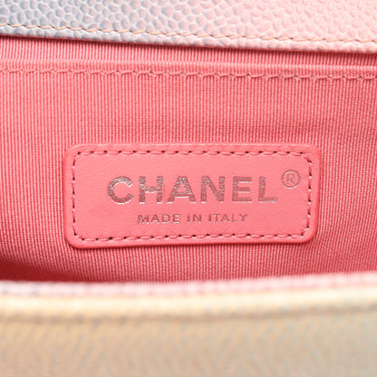 ボーイシャネル レインボー チェーンショルダーバッグ キャビアスキン ピンク ライトブルー シルバー金具 シャネル バッグ CHANEL
