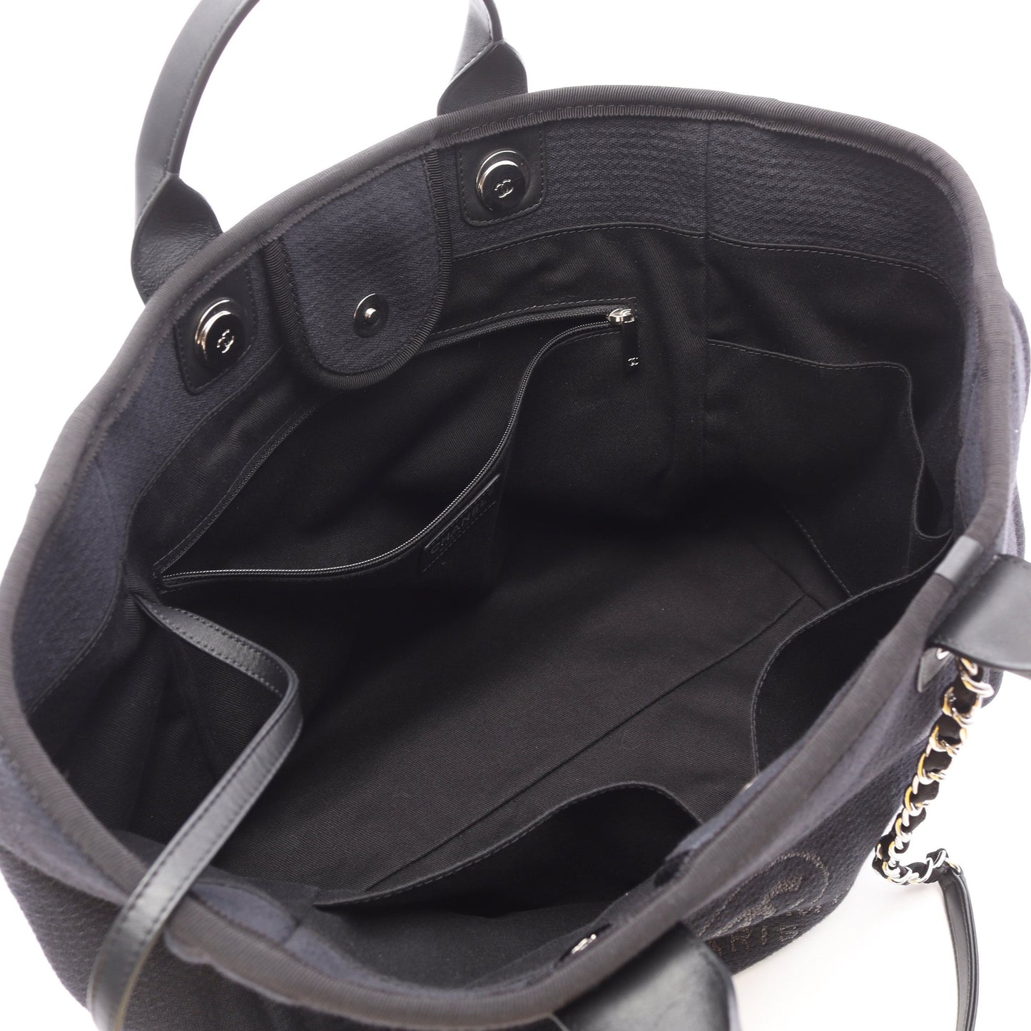 ドーヴィル チェーンショルダーバッグ チェーントートバッグ キャンバス レザー ブラック シルバー金具 2WAY シャネル バッグ CHANEL