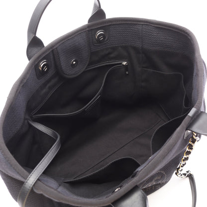 ドーヴィル チェーンショルダーバッグ チェーントートバッグ キャンバス レザー ブラック シルバー金具 2WAY シャネル バッグ CHANEL