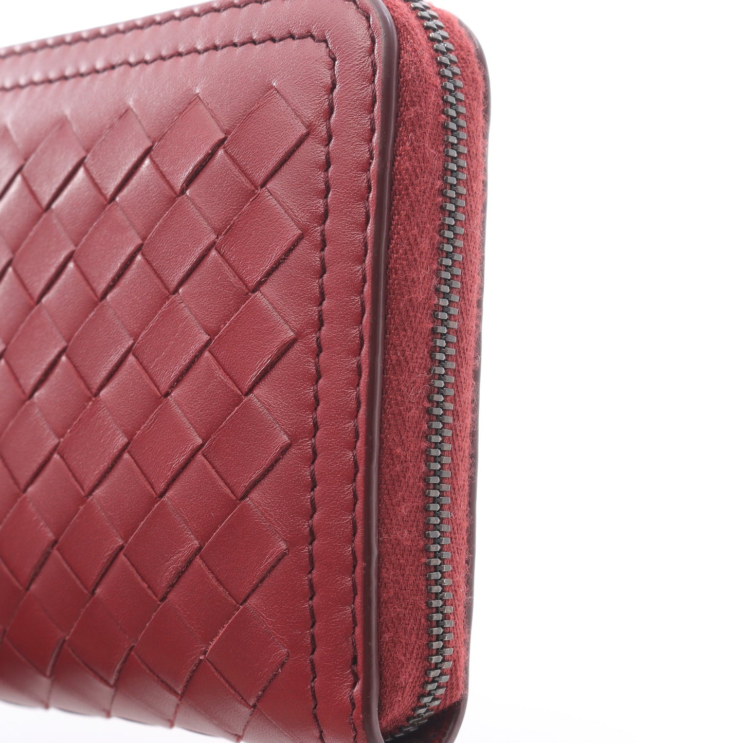 イントレチャート ラウンドファスナー長財布 レザー レッド ボッテガヴェネタ 財布・小物 BOTTEGA VENETA