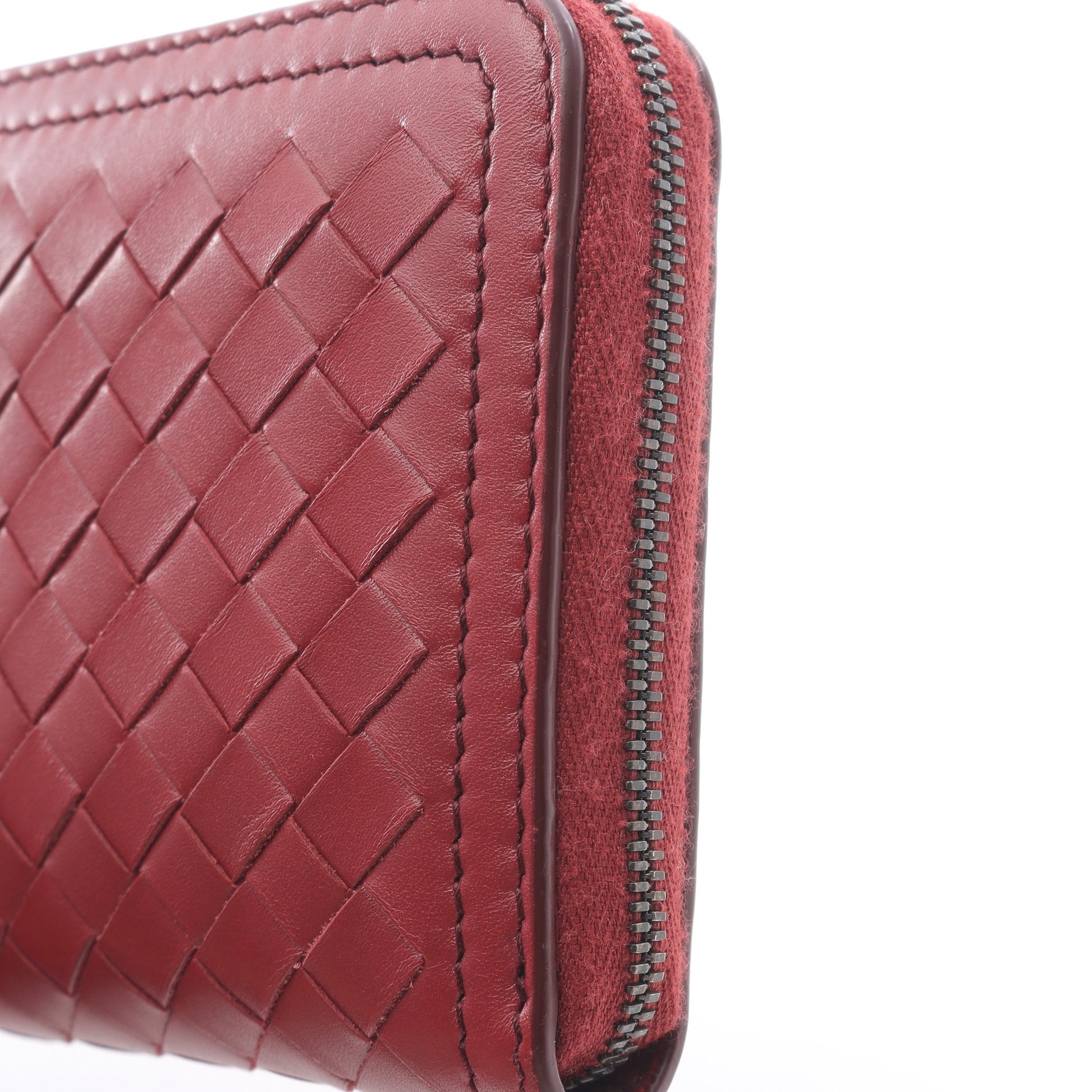 イントレチャート ラウンドファスナー長財布 レザー レッド ボッテガヴェネタ 財布・小物 BOTTEGA VENETA