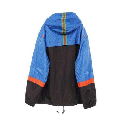 GG柄 マウンテンパーカー ナイロン ブルー マルチカラー グッチ アウター GUCCI