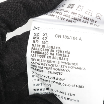 Tシャツ Vネック コットン ホワイト 切替 ロゴポケット プラダ トップス PRADA