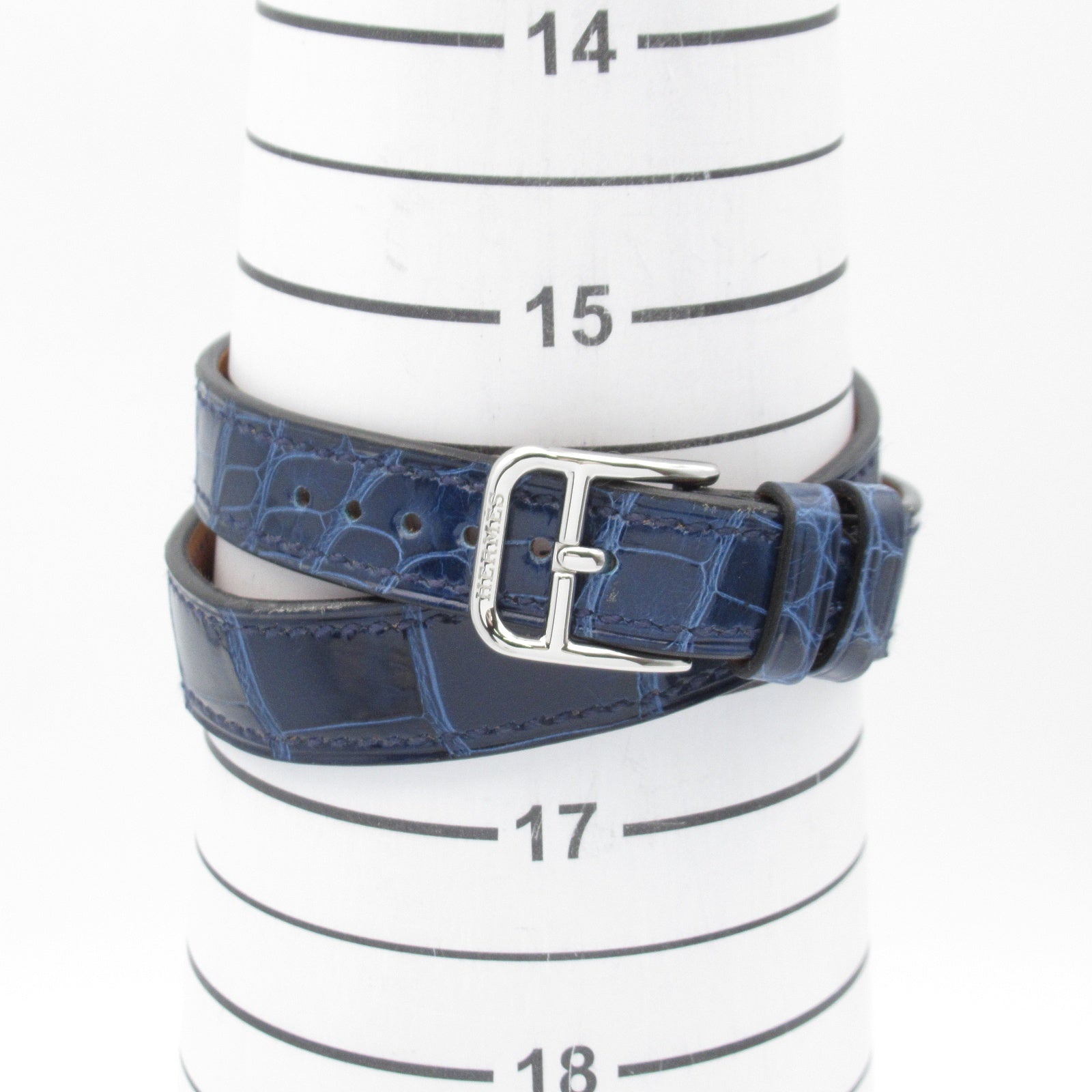 グレー レザーベルト クロコ 時計 ベルト hermes エルメス