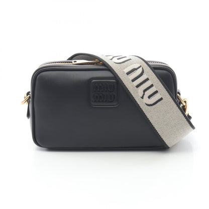 ほぼ新品】Miu Miu ブラックレザー ショルダーバッグ ロゴ入り ナッパ 