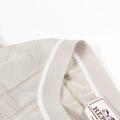 ニット クルーネック 半袖 コットン ライトグレー エルメス トップス HERMES