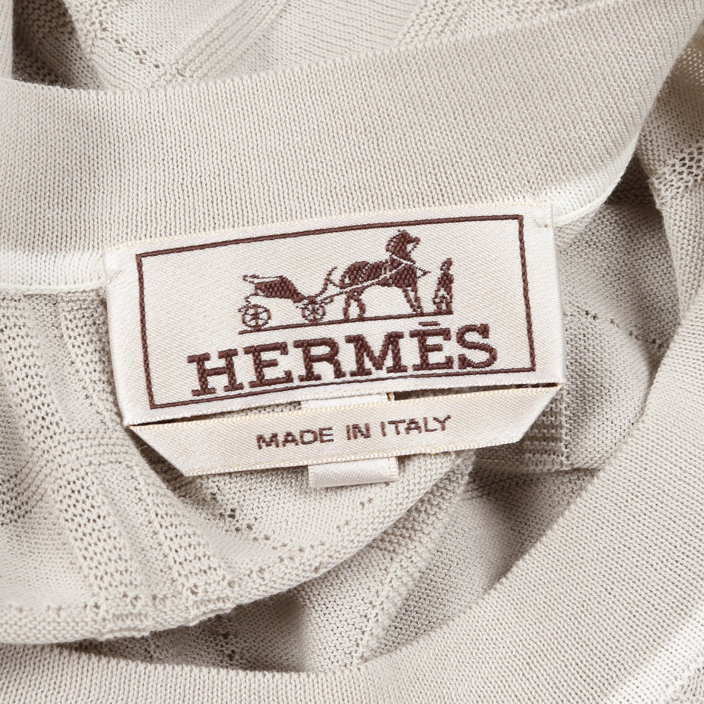 ニット クルーネック 半袖 コットン ライトグレー エルメス トップス HERMES