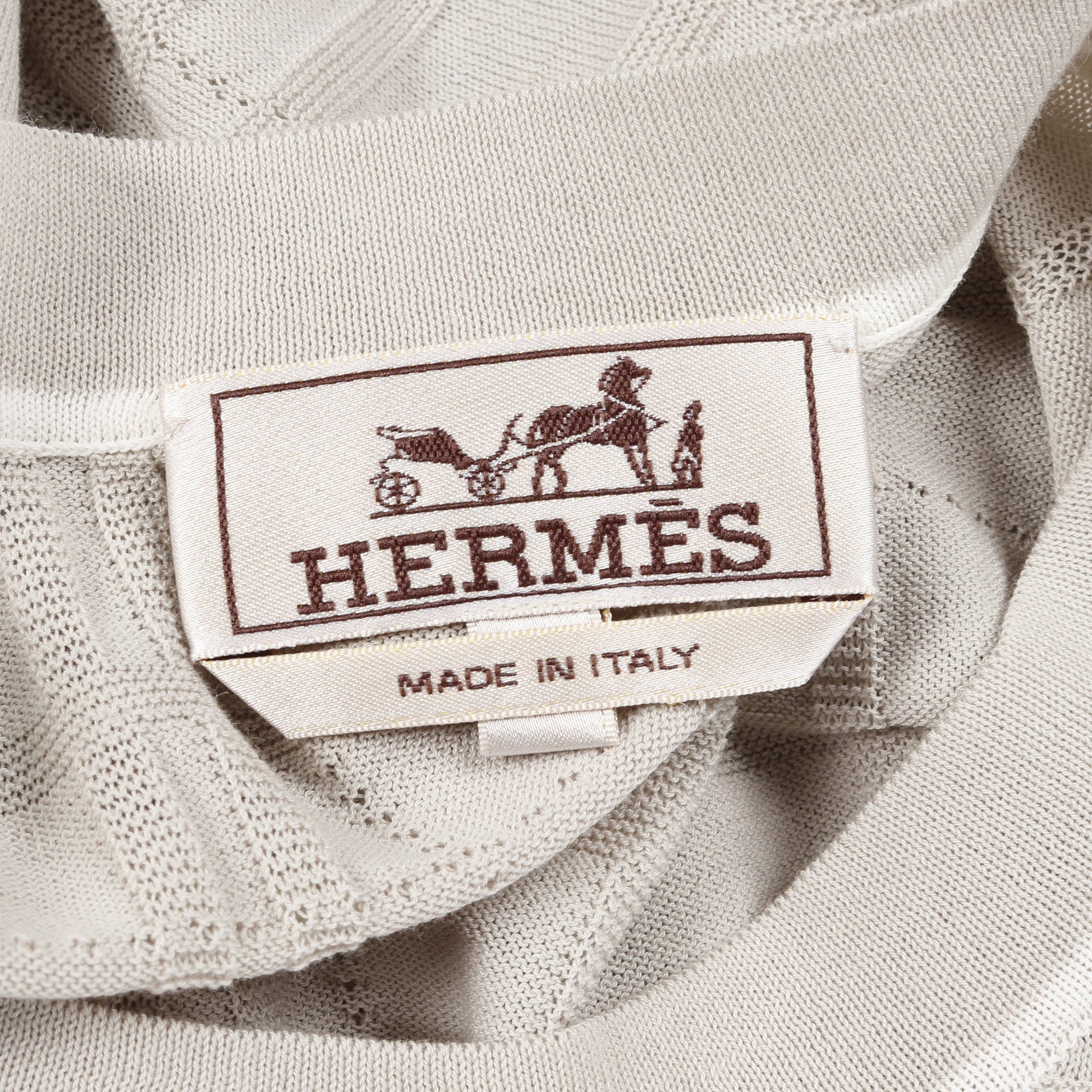 ニット クルーネック 半袖 コットン ライトグレー エルメス トップス HERMES