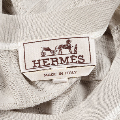 ニット クルーネック 半袖 コットン ライトグレー エルメス トップス HERMES