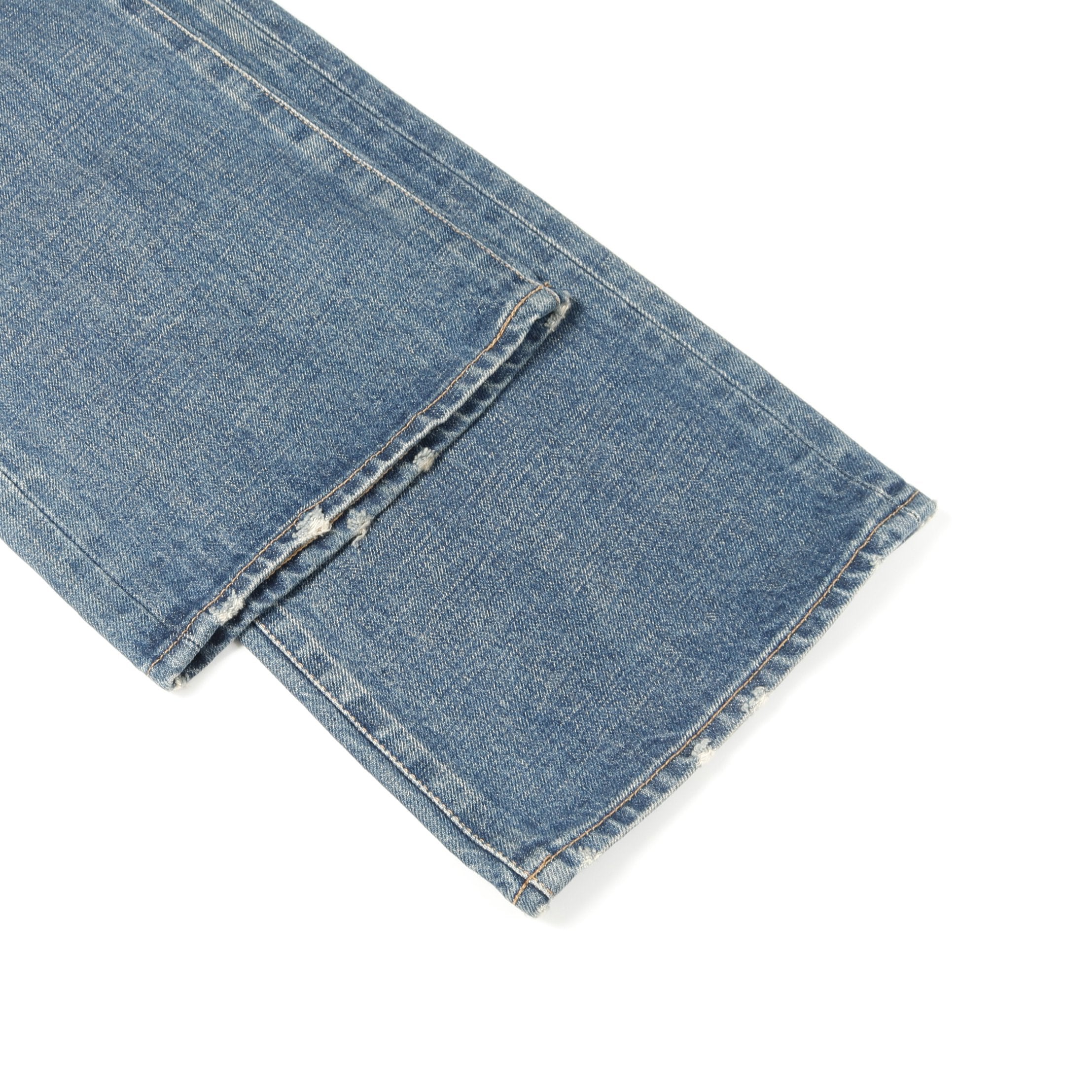 ロゴチェーン フレア デニムパンツ コットン ブルー ユーズド