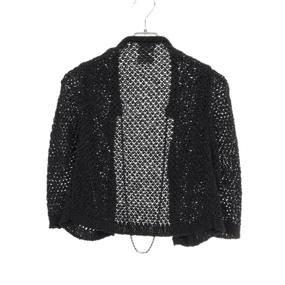 チェーン付き カーディガン コットン ナイロン ブラック シャネル トップス CHANEL