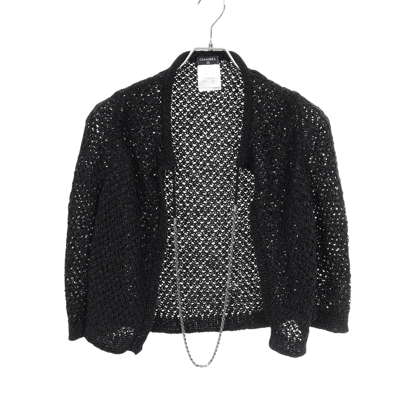 チェーン付き カーディガン コットン ナイロン ブラック シャネル トップス CHANEL