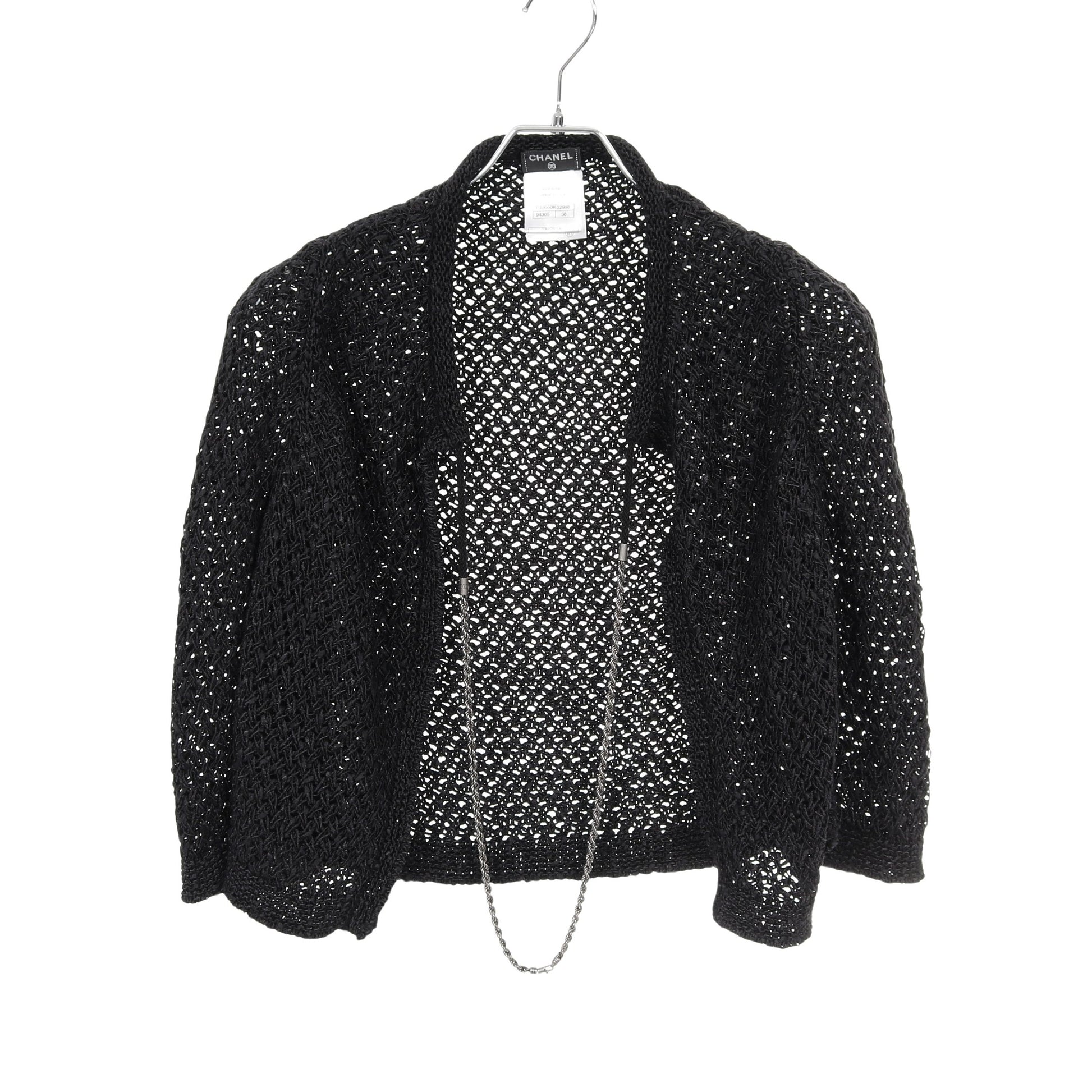チェーン付き カーディガン コットン ナイロン ブラック シャネル トップス CHANEL