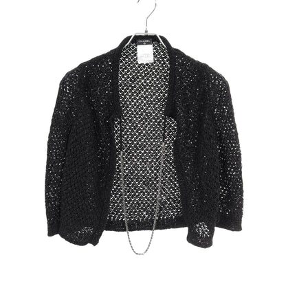 チェーン付き カーディガン コットン ナイロン ブラック シャネル トップス CHANEL